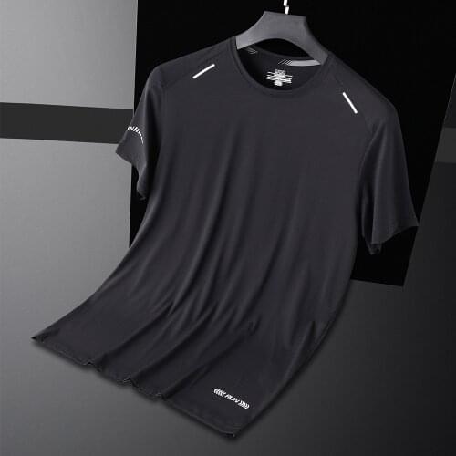 Summer New Mens Short Sleeve Nylon T-Shirt Running Sports Shirt Breathable T Shirt for Men Casual Pullover Fashion Solid Tops