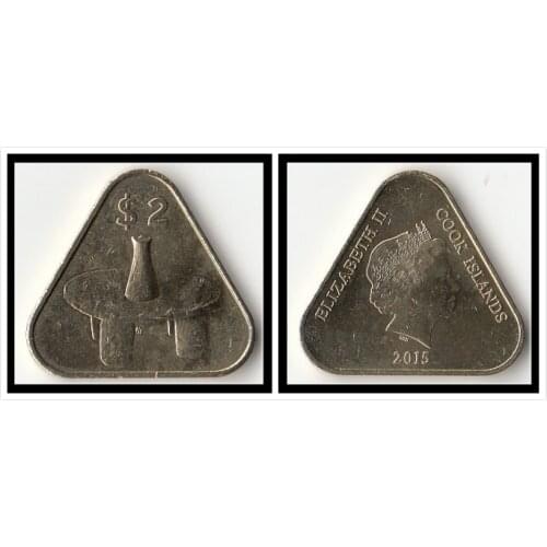 Cook Islands 2 dollar of triangle shaped Coins Oceania New Original Coin Collectible Edition Real Rare Unc Commemorative 2015
