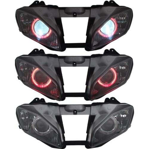 Red Angel Eyes Motorcycle Assembly Custom Headlight HID Projector Conversion LED Headlamp For Yamaha YZF R6 2006-2007