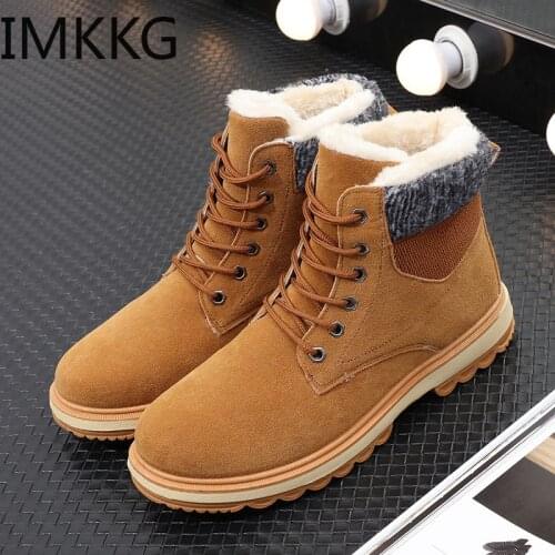 Men Boots Men Winter Shoes Warm Ankle Botas Hombre for Leather Winter Boots Shoes Men Plush Winter Sneakers Mens