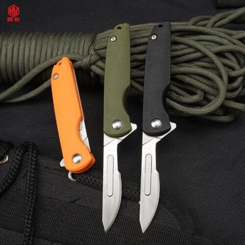 1PCS G10 Handle New Pocket Clip EDC Folding Knife Bearing Engraving Tool Outdoor Camping Emergency Medical Knife Without Blade