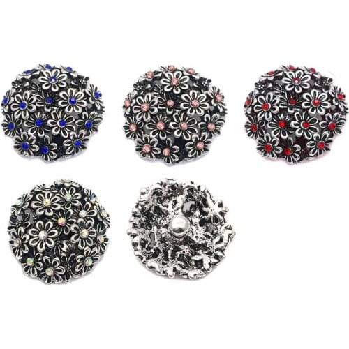 Wholesale w310 flower 18mm rhinestone metal snap button for Bracelet Necklace Jewelry For Women jewelry Fashion accessories