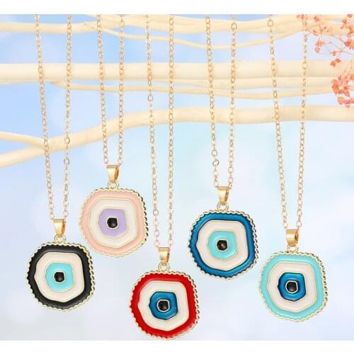 1 PC Metal Rainbow Irregular Round Necklace For Women Gift Jewelry Fashion Vintage Simple Eye Geometric Necklace Clavicle Chain