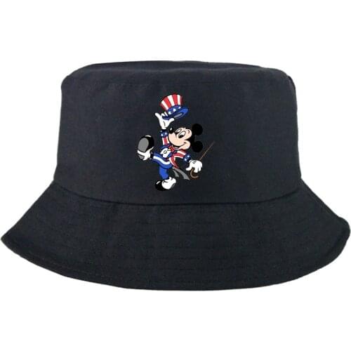 Disney Mickey Mouse Fedoras Outdoor Panama Cap Cartoon Double-sided Summer Bucket Hat Printing Sunbonnet Women Men Fishing Hat