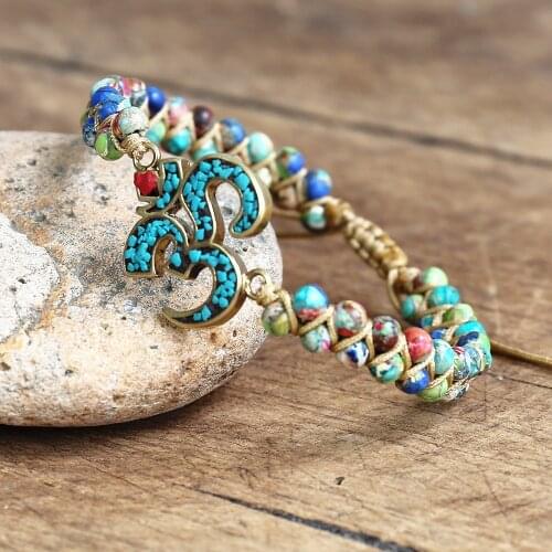 Handmade Braided Strand Charm Bracelets Yoga OM Mala Bracelet Friendship Lover Wrap Bracelet Meditation Jewelry
