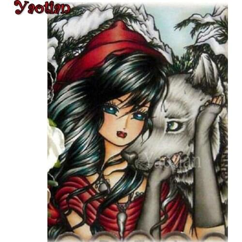 Full Square/Round 5d diy Diamond Painting Halloween Girl Wolf Diamond Embroidery Cross Stitch Diamond Art,Amazing Artworks