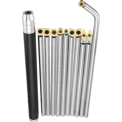 Wood Turning Tool With Titanium Coated Wood Carbide Insert Cutter Round Shank Woodworking Tool / Aluminum Alloy Handle