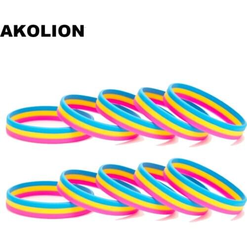 Gay Pride Pansexual Silicone Rubber Bracelets Sports Wrist Band Bangle SLP-0005