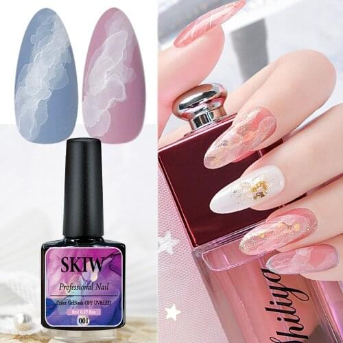 SKIW Blooming Gel Nail Glue Nail Polish Gel Paint Nail Art Set White Neon Gelish Resin Pigment Milky White Gel Art Paint For Uv