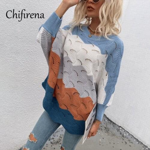 Chifirena Batwing Sleeve Women Sweater Loose Clothes Jumper Pullover Oversized Casual Knitted Top O Neck Winter Sweaters Ladies