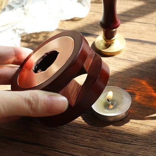 Retro Sealing Wax Melting Furnace Wood Handle Sealing Wax Wax Bead Melting Pot Sealing Stamp Craft Gift