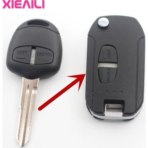 XIEAILI 10Pcs 2Button Modified Folding Remote Key Case Shell For Mitsubishi Pajero/Lancer/Grandis/Outlander Key Fob Case S53