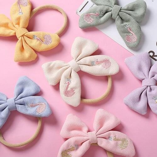 Baby Bows Headbands Girls Soft Headwear Lovely Hair Accessories For Newborn Thin Nylon Turban Traceless Infant Cute Hairband
