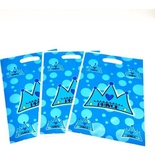 100pcs Crown Prince Theme Decorations Loot Bag Kids Favors Happy Baby Shower Candy Gifts Bags Birthday Party Events Supplies