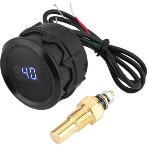 2 Inch 52mm Car Blue LED Digital Water Temperature Gauge Kit with Temp Sensor Black