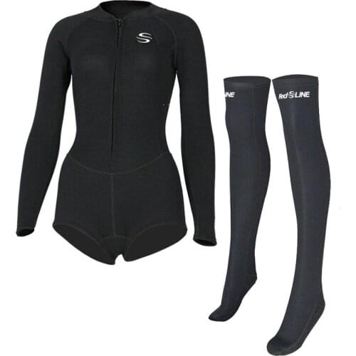 2MM Neoprene Bikini wetsuit female Diving Stocking Women Long Sleeve skin diving suit sun-proof Surfing wear Snorkeling Swimsuit