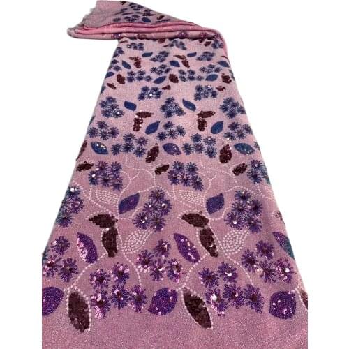 2021 Nigerian Velvet Lace Fabric New High Quality African Sequins Embroidered Lace Fabric For Wedding Dress French Velvet Lace
