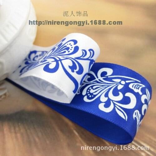 25mm Minium Blue Polyseter Ribbon Single Face DIY Manual Satin Ribbon Hair accessories grosgrain ribbon 10M/Lot