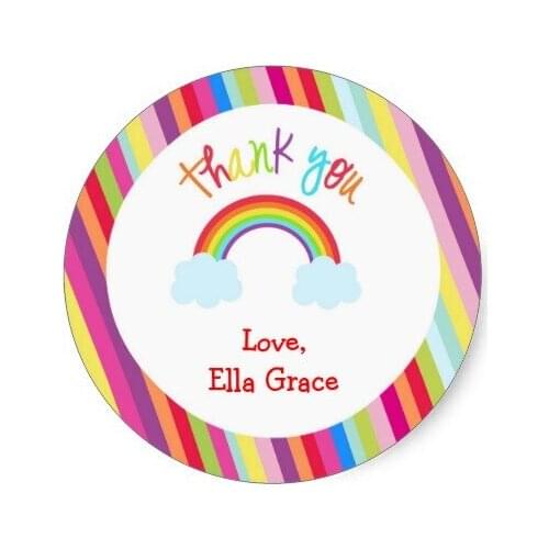 3.8cm Rainbow Personalized Thank You Favor Stickers