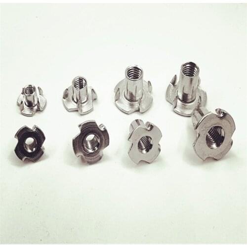 30Pcs M4 M5 M6 M8 Zinc Plated Four Claws Nut Speaker Nut T-nut Blind Pronged Tee Nut Furniture