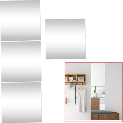 4pcs 30x30cm Mirror Tiles Wall Sticker Square Self Adhesive Stick On DIY Home Bathroom Bedroom Kitchen Decoration