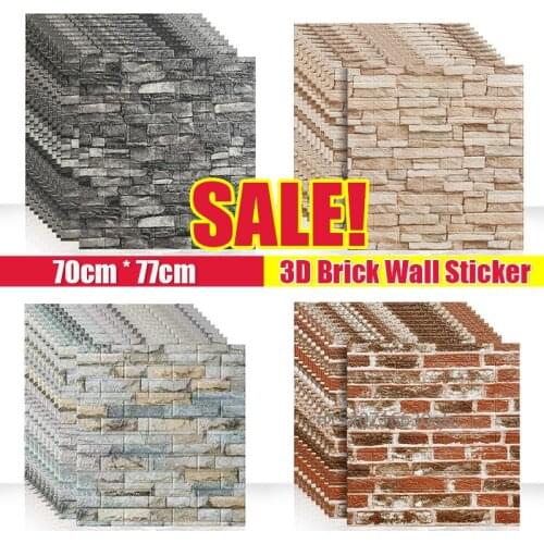 5Pcs 3D Brick Wall Sticker Retro Stone Pattern Self-Adhesive Anti-Collision Peel and Stick Wallpaper Foam Panel DIY Wall Decor