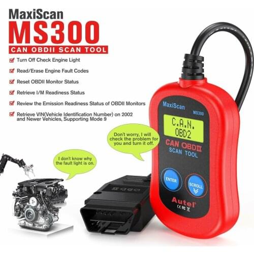 Autel MS300 Universal OBD2 Scanner Car Code Reader,Turn Off Check Engine Light,Read & Erase Fault Codes Diagnostic Scan Tool