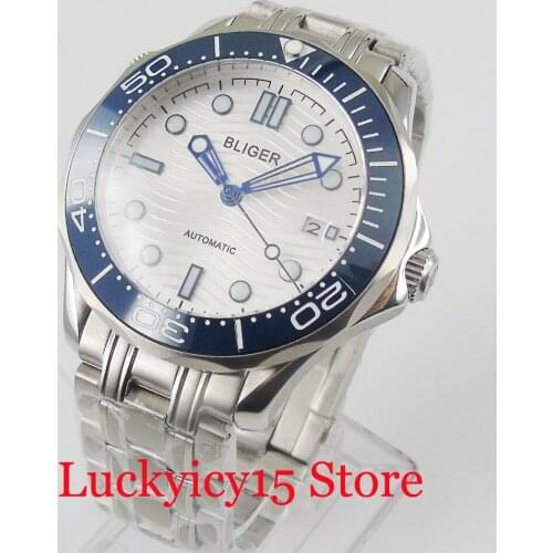 BLIGER Brand Stainless Steel Luxury 41mm Silver Color Automatic Men Watch Sapphire Glass MIYOTA Movement Mental Strap