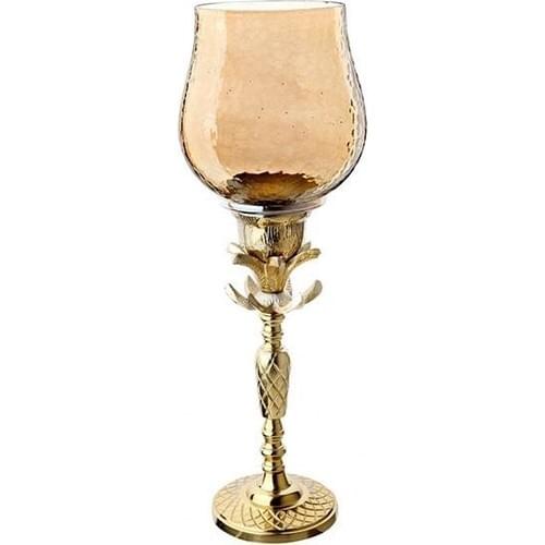 Zücev Polyester Medium Pineapple Goblet Candelabra Gold