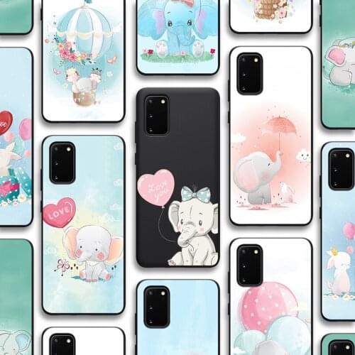 Elephant Case for Samsung Galaxy S21 A51 S20 A50 A71 A70 A12 A21S S10 S9 S8 A52 A72 S10e Note 20 10 9 Plus Ultra Lite Black TPU