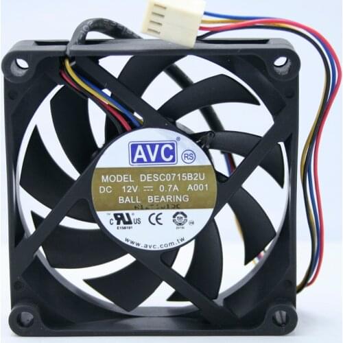 For AVC DESC0715B2U DC 12V 0.7A 7CM 70x70x20mm 4-wire double ball bearing fan