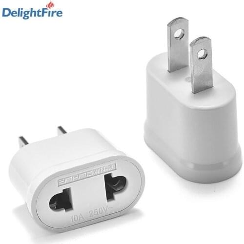 1pcs EU Euro To US Travel Power Plug Adapter Converter 2 Pin 250V 10A Travel Convertor European To American Outlet Plug Adapter