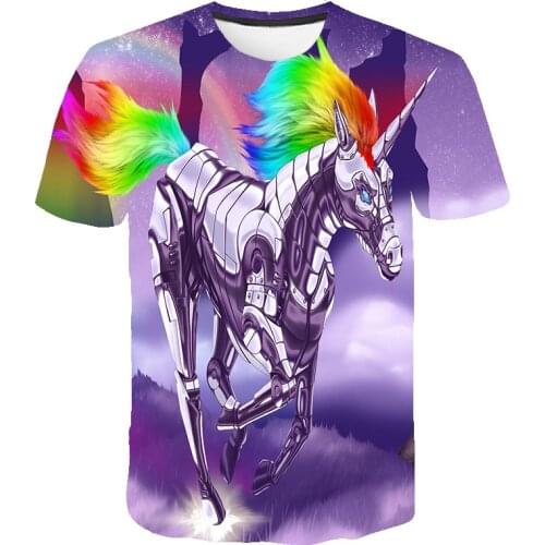 3D Printed Unicorn T-Shirt Teens For Boys Girls Short Sleeve O-neck T-shirt Big Kid Fashion Casual Hot Sale Tops 4-14T