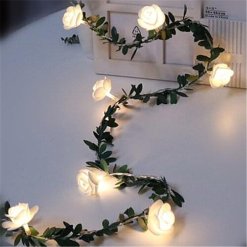 Wedding Decoration Fairy Lights 1.5/3/6M 40leds Rose Flower LED Garland Christmas String Lights Battery Powered Home Party Decor