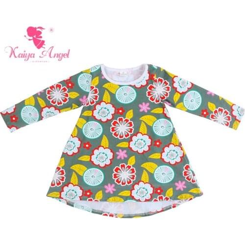 Kaiya Angel 2017 Princess Girl Dresses Baby Girl Winter Dress Toddler Clothing Long Sleeve Floral Print Factory wholesale