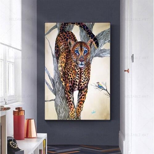 Leopard Fine Art Canvas Painting Wall Art Cheetah Posters and Prints Wild Animals Wall Pictures for Living Room Decor Cuadros