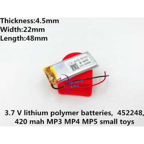 3.7 V lithium polymer batteries,452248, 420 mah MP3 MP4 MP5 small toys
