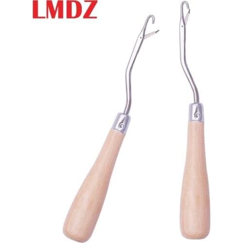 LMDZ 2 Pcs/Set Wood Handle Latch Hook Carpets Making Repair Craft Tools Latch Crochet Wigs Knitting Hook Needle Knitting Tool