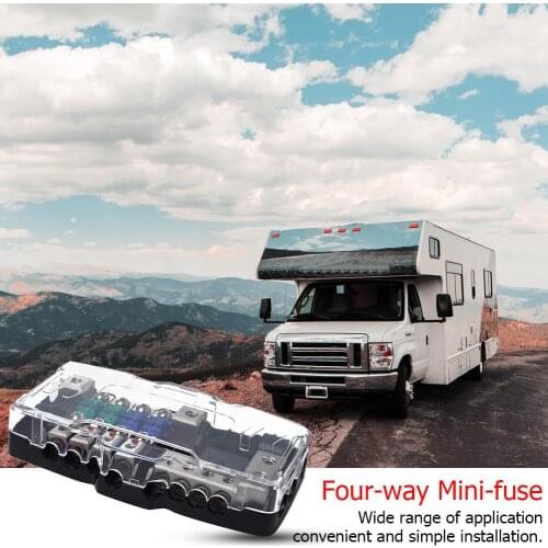 Mini ANL Blade Fuse Holder 2 Input 4 Ouput Power Distribution Block Zinc Alloy and PC Prevent Excessive Current for Car RV
