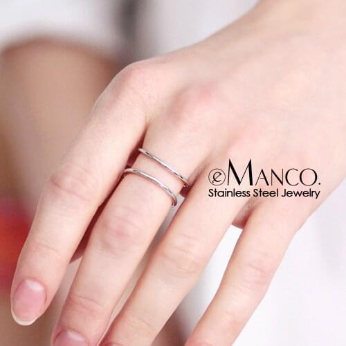 E-Manco Trendy Stainless Steel Rings for women Vintage Geometric pinky ring Dainty stackable Round midi rings jewellery