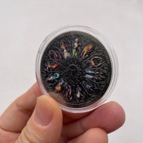 40*3mm Beautiful Tuvalu Zodiac Challenge Silver Coin The Sign of Zodiac Constellation Colorful Souvenir Coins