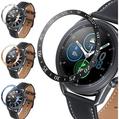 Stainless Steel Bezel Ring For Samsung Galaxy Watch 3 45mm Scale Bezel Ring Adhesive Cover Protector Accessories For Smart Watch