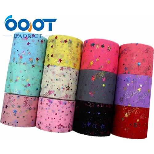 OOOT BAORJCT L-20107-1,60mm 5yards Colorful bronzing stars yarn ribbons,DIY bow headdress gift wrap birthday wedding decoration