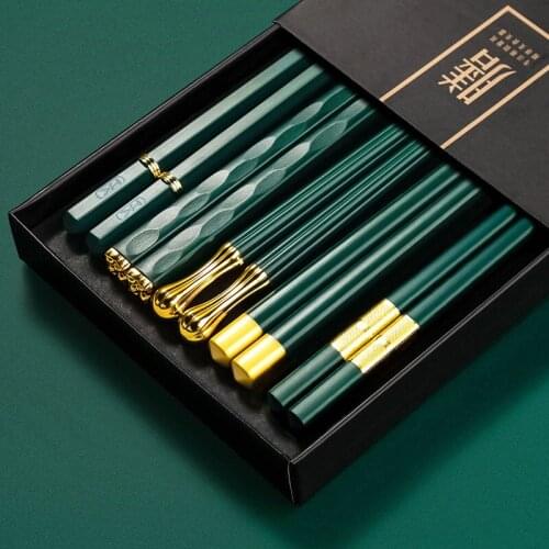 5 Pairs Nordic Green Style Chopsticks Tableware Non-Slip High Temperature Resistant One Person One Chopsticks Hotel Household
