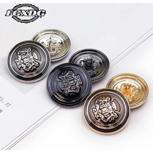 10pcs/lot 15/20/25mm European Retro Crown Clothing Buttons Black Metal Jacket Buttons Supplies for Sewing Fashion coat Buttons