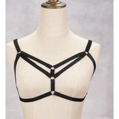 BODYHARNESS Sexy Body Harness Cage Bra Erotic Lingerie Women Pastel Goth Garter Belt Body Bralette Bondage Suspender Harness Bra