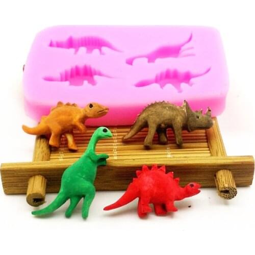 4 Different Dinosaurs Silicone Mold, Baking Chocolate Mould, Cake Decoration Mold, Kitchen Accessories LH15