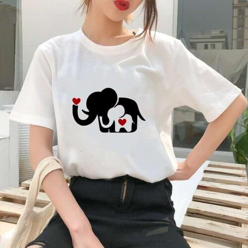 Elephant Parent Child Vogue Oversize Tshirt Women Harajuku Fashion European Short Sleeve Casual 2021 New Arrivals Kawaii Clothes