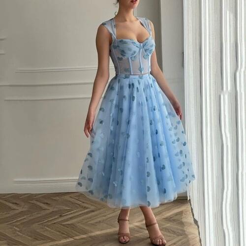 Light Blue Short 2 Pieces Prom Dresses 2021 Open Back Homecoming Dress Plus Size Formal Evening Party Gowns Tea Length