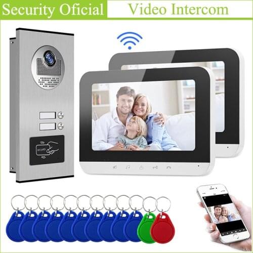 Top Quality Wifi Video Door Phone Luxury Home Multi Room 4 Wired Interphone Security Intercom System Two Monitors Video Intercom
